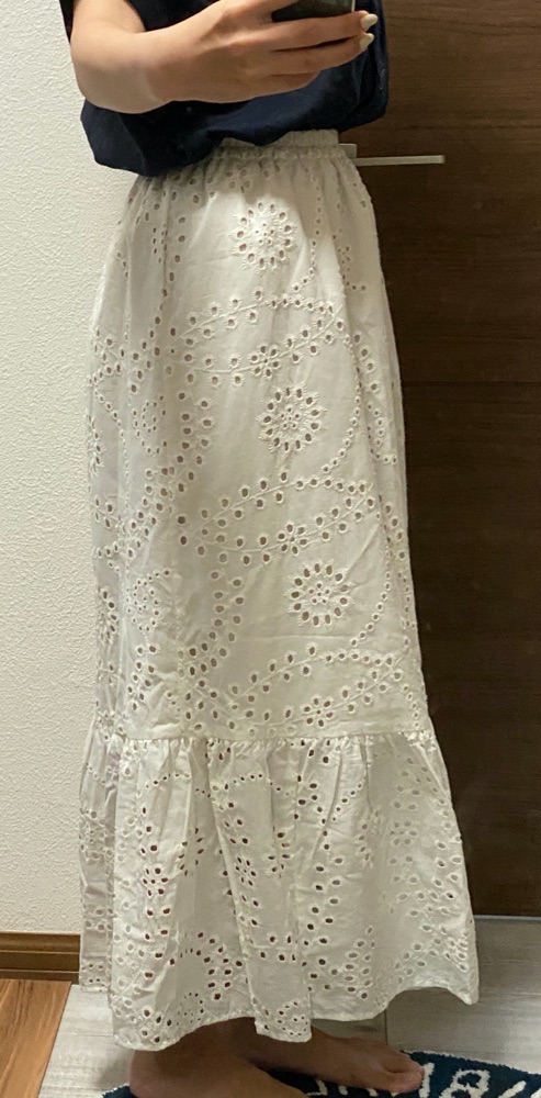 着画コットンレーススカート