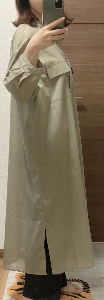 シアーバンドカラーワンピース(7分袖)SD+E着画横