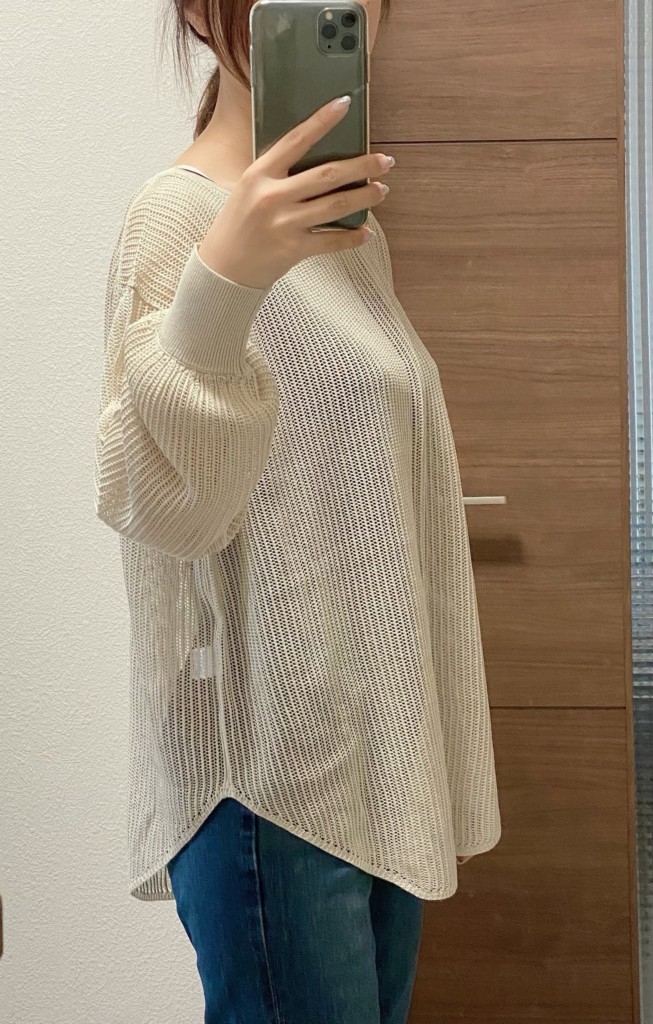 メッシュラウンドヘムセーターサイド